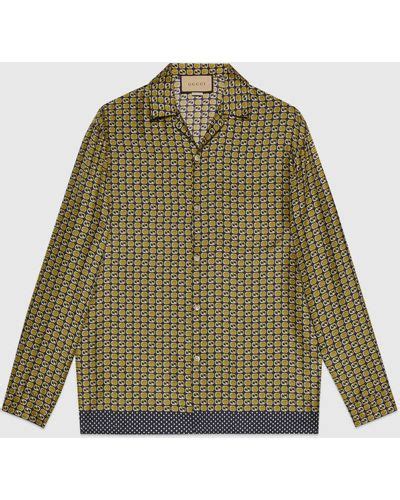 gucci silk shirt green|Gucci silk shirts for men.